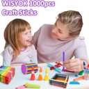 WISYOK 1000 Pcs Colored Popsicle Sticks for Crafts, 4.5 Inch Colored Wooden Craft Sticks, Ice Cream Sticks, Rainbow Popsicle Sticks, Great for DIY Craft Creative Designs and Children Education