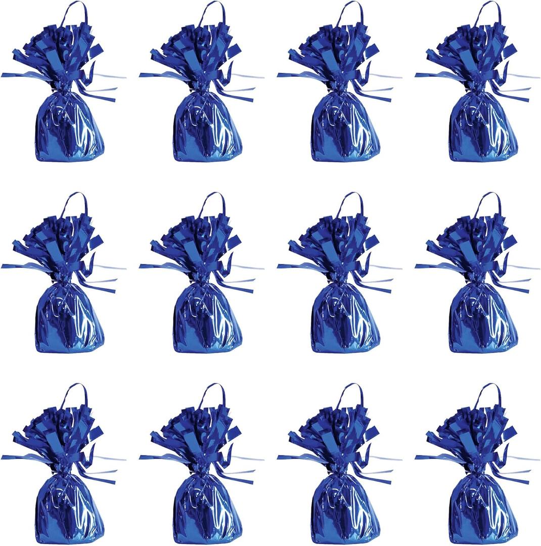 Beistle Metallic Wrapped Balloon Weight Pack of 12 (Blue)