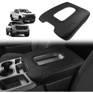 Muslogy Center Console Armrest Cover Fit for Chevy Silverado & GMC Sierra 2019-2026 Accessories, Comfort Armrest Pad Console Lid Cushion Vegan Leather Regular Thick(Split Bench Seat Console ONLY)