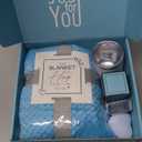 Self Care Get Well Soon Gifts for Women, Luxury Ocean Spa Gift Basket with Flannel Blanket - Unique Birthday Christmas Mother's Valentines Day Gifts for Mom Wife Girlfriend Best Friend Sister Her (Blue)