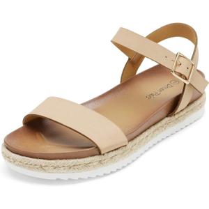 DREAM PAIRS Women’s Open Toe Ankle Strap Espadrille Casual Flatform Platform Wedge Sandals, 8.5
