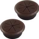 2-3/8" (60 mm) Desk Cable Grommet Hole Cover Kit Brown - Detachable ABS Plastic Cord Organizer for Office & Home Table(2 Pack)