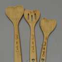 3 Pcs Wooden Heart Shaped Spoons Bamboo Kitchenware Engraved Bamboo Spoons for Kitchen Gifts Serving Stirring Baking Mom Wife Weddings Kitchen Hostess Valentine