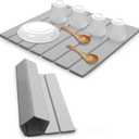 Large Stone Dish Drying Mats for Kitchen Counter , Quick Dry Absorbent Collapsible Dish Drying Mat,Diatomaceous Earth Mats for Dishes Bottles Cups,Match Any Countertop,Grey 16*12inch