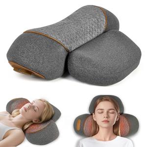 3-in-1 Heated Neck Massager Pillow for Pain Relief, Deep Tissue Massage with Heat, Vibration & Airbag Traction, Portable Ergonomic Design Gift for Women/Men