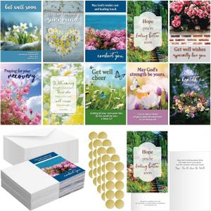 Dunzoom 50 Pack Religious Get Well Cards with Scripture Assorted Bible Verse 4 x 6 Inch Affirmation Inspirational Christian Sympathy Landscape Photography Wishing You Well Greeting Cards with Envelope