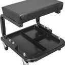 Torin ATR6300B-1 Rolling Creeper Garage/Shop Seat: Padded Mechanic Stool with Tool Tray Storage, Black