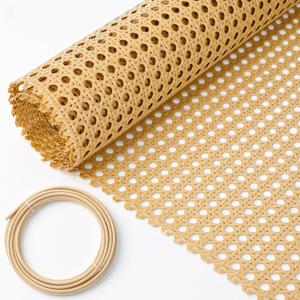 Fiwochic 20''x 6.56 ft Cane Webbing Kit, Rattan Webbing Roll with 1/5" x 16.4ft Groove, Chair Caning Repair Material for Furniture, Cabinets & DIY Basket Making