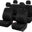 FH Group Universal Car Seat Covers Full Set for SUV Truck Sedan Vans | All-Purpose Cloth Seat Cover Set Airbag Compatible Washable Split Bench Protector Interior Upgrade - Black