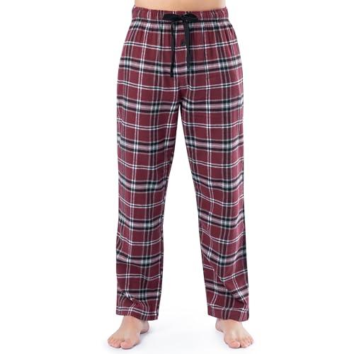 Fruit of the Loom Men's Soft Flannel Pajama Lounge Sleep Pant, Dark Red Plaid, X-Large