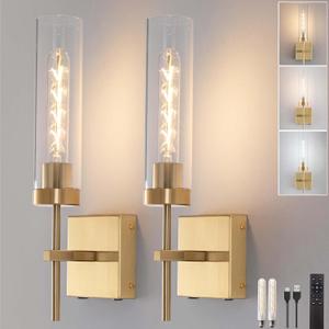 Battery Operated Wall Sconce,Rechargeable Wall Light 8000mAh Fast Chargin Dimmable 3000K/6000K 2Color Bulbs Endurance 100 Hours Infinitely with Remote Control Wall Sconce Set of 2 for Bedroom Living