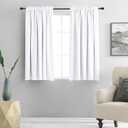 DONREN Pure White Kitchen Short Curtain Panels 45 inch Length, 50% Light Blocking Thermal Insulated Curtains for Dining Room Short Window (Set of 2, W 42 inches x L 45 inches)