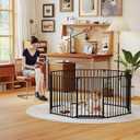 190" Extra Wide Baby Gate Playpen, Adjustable Baby Fence Play Yard, Long Dog Gates Indoor for Stair Doorway Fireplace, Large Child Gate for Toddler Kid Pet, Family Essentials Safty Gate, Black