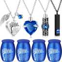 Shimeyao Set of 8 Small Urns for Human Ashes Cremation Urns Keepsake Ash Holders Family Tree Memorial Heart Locket Waterproof for Adults Women Men Loved Ones(Dark Blue)