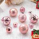 FlameFlash 100Pcs Christmas Ball Ornaments Set, Shatterproof Plastic Pink Christmas Ornaments for Xmas Tree, Assorted Baubles Hanging Decorations for Holiday/Party/Wedding (Pink)