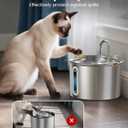 oneisall 2L Stainless Steel Cat Water Fountain with Snap, Anti-Spill Cats Water Fountains with Quiet Pump,Continuous Fresh Water Supply,Pet Water Fountain for Single Kitty & Small Pets