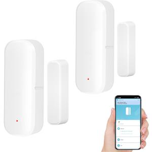 WiFi Door Sensor Window Detector: Smart Magnetic Door Open Detector with App Alerts, Wireless Home Security Contact Sensor, Tuya App Remote Control, Compatible with Alexa Google Assistant (2-Pack)