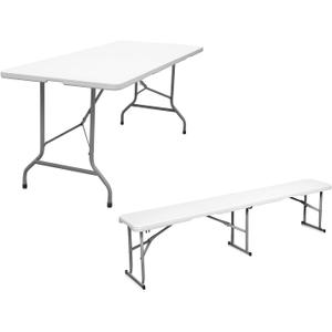 Byliable 6FT Folding Table 1 Pack 6FT Folding Bench Seat 1 Pack