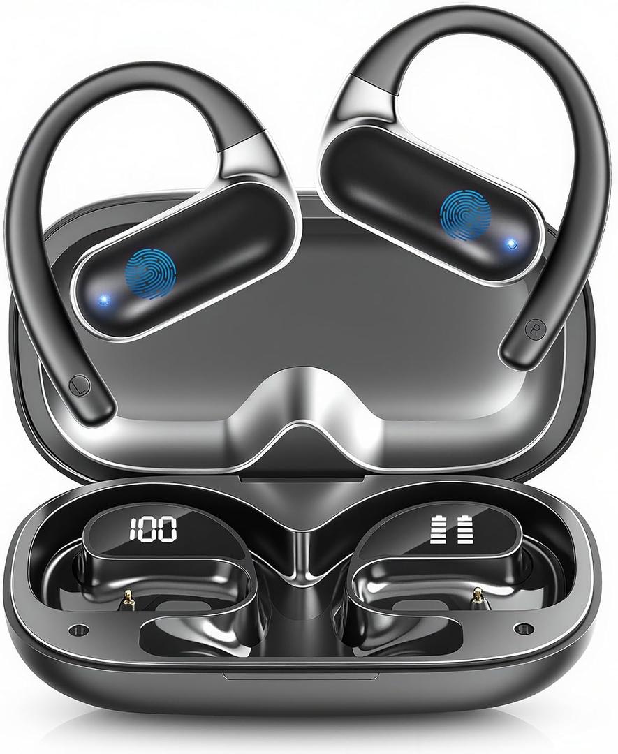 AI Translation Earbuds Real Time,182 Language Translator Earbuds,5-in-1 Open Ear Translator Device,Audifonos Traductores Ingls Espaol,Translating Earbud for Travel Learning with Charging Case,Black