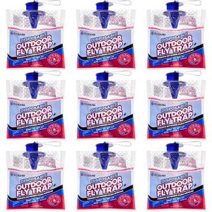 Fly Traps Outdoor Fly Trap for Patio. 9 Non-Toxic Pre-Baited Flies Bags Outdoor Disposable. Hanging Bug Catchers for All Filth Flies Killer for Outside Bug Control in Yard Horse Ranch Trash Can