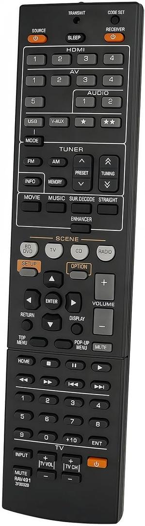 Replacement Remote Control RAV491 ZF30320 Fit for Yamaha YHT-399U HTR-5063 RX-V467 RX-V367 RX-V371 AV A/V Receiver