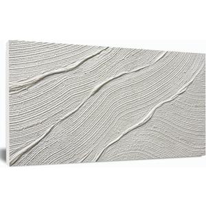 Tarfupth Large Abstract Canvas Wall Art for Living Room White Minimalist Textured Painting Hand Painted Modern Neutral Artwork for Bedroom Office Decor 20"x40"
