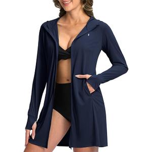 Soothfeel Women's UPF 50+ Swim Cover Up Sun Protection Hoodie SPF Lightweight Jacket Long Sleeve Beach Cover Ups for Women Size XL