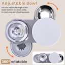 2 Pack Automatic Cat Feeder Stainless Steel Water Dispenser Gravity Food Feeder and Waterer Set with Pet Food Bowl for Small Medium Kitten Puppy Pets Large Capacity(Grey)