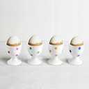 Cinf Ceramic Polka Dots Egg Cup Gift Set of 4 Porcelain Holder Breakfast Boiled Cooking Tools Stable Easy to Clean Childhood Memories Table Decoration Kitchen