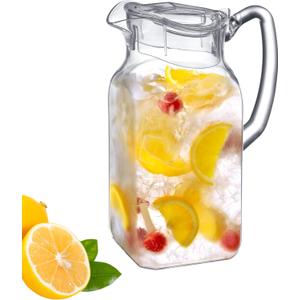 Amazing Abby - Quadly - Plastic Pitcher (64 oz, 2 Quart), Clear Water Pitcher with Lid, Fridge Jug, BPA-Free, Shatter-Proof, Great for Iced Tea, Sangria, Lemonade, Juice, Milk, and More (63.9 Ounces)