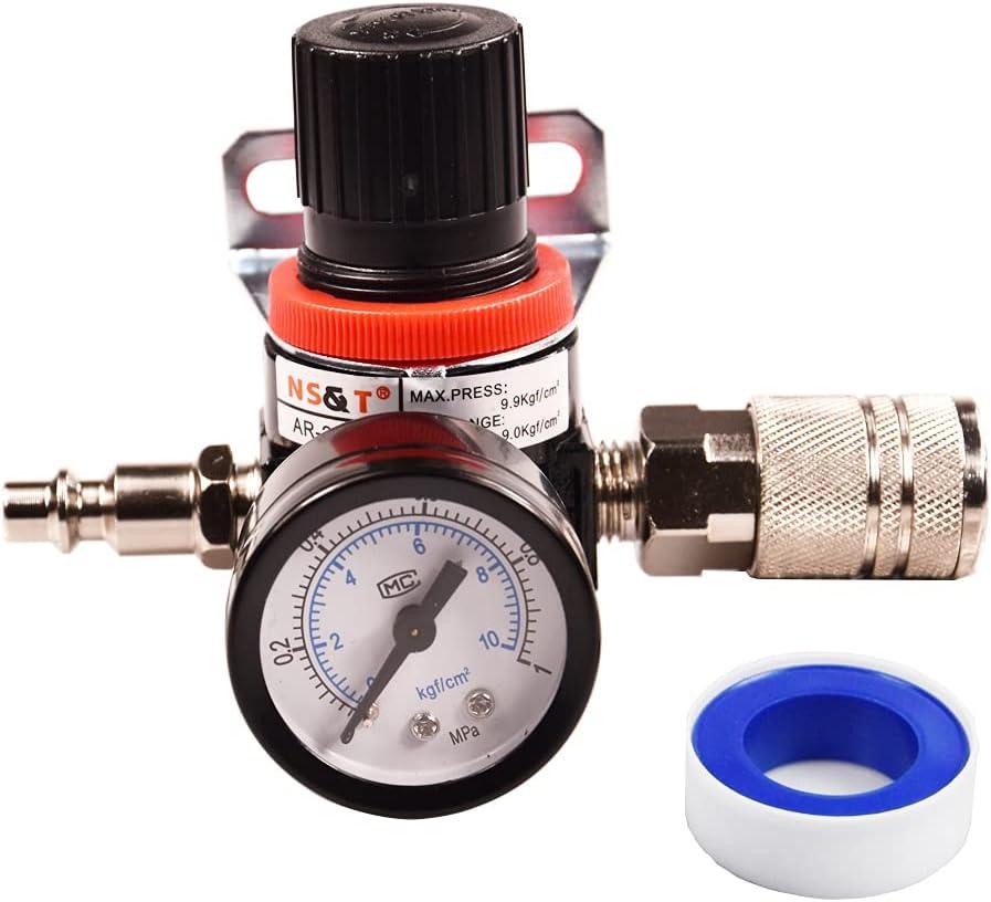 AR2000 1/4 Inch G Air-Compressor Accessories Pressure Regulator For Compressed Air Systems Adjust 0 to 145 Psi