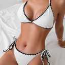 AYMGVK Bikini Sets for Women Two Piece Swimsuit Halter String Triangle Bathing Suit (White XL)