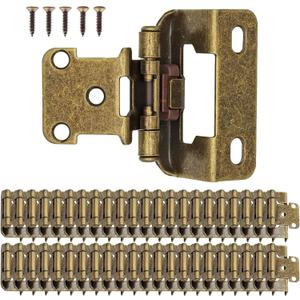 1/2" Overlay Partial Wrap Kitchen Cabinet Hinges, Antique Brass Self Closing Cabinet Hinge for Kitchen Cabinet Doors,50 Pack (25 Pairs)
