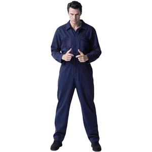 L'VOW Bloody Blue Coveralls for Men Mechanic Work Uniform Jumpsuit Adult Halloween Horror Killer Costume (Large)