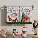 XCHI Santa Christmas Trees Deer Christmas Tree Kitchen Towels Winter Dish Towels 18x26 Inch Xmas Home Kitchen Decorations Hand Towels Set of 2 Drying Dishcloth