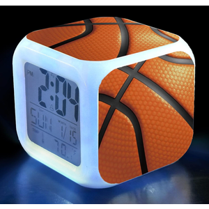 Basketball Alarm Clock for Kids Boy Girl 7 LED Color Changing Wake Up Clock Home Decor Bedroom Digital with Temperature Display