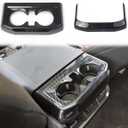 Korlot Carbon Fiber Inner Rear Cup Holder Trim Cover Panel Kit for Ford F150 2021+