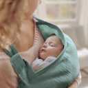 Blissful Diary Muslin Nursing Cover for Breastfeeding, Breathable Breastfeeding Cover up with Arch Neckline for Women, Nursing Apron (Roman Green)