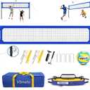 Volleyball Net for Backyard, Anti-Sag Heavy Duty Adjustable Outdoor Net with Winch System, Beach Volleyball Set with Ball and Carry Bag