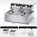 Electric Deep Fryer 3400W Hot 21QT/20L Commercial Deep Fryers with 2 Independent use Baskets Countertop Oil Fryer for Restaurant Use and Home Kitchen