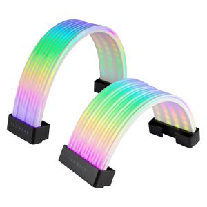TECWARE Flex RGB, Cable Cover Kit, Light Up LED Strip Set for PSU Extensions, 5V 3 Pin ARGB Sync, Compatible with 8-Pin or 16-Pin GPU Cable, 24-Pin Motherboard Cable, Black