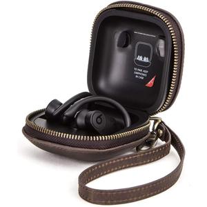 Hiram Powerbeats Pro Leather Case,Crazy Horse Leather Powerbeats Pro Case for Men and Women, Men's Leather Travel Case for Powerbeats Pro(Coffee)