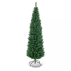 5 ft. PVC Unlit Artificial Slim Pencil Christmas Tree with Stand Home Holiday Decor Green