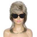 Airhostess Blonde Mullet Wig for Women, 80sCostume Party Accessory Cosplay Halloween hair (Blonde)
