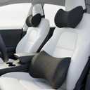 Lumbar Support Pillow for Car, Car Neck Pillow Kit for Pain Relief with Adjustable Strap, Car Headrest Pillow Ergonomic Design for Comfort