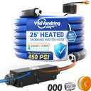 25ft Heated Water Hose for RV, Heated Drinking Water Hose, Features Energy-Saving Thermostat, Water Line Freeze Protection Down to -40F/-40C, Heated Garden Hoses with Adapter, Lead and BPA Free
