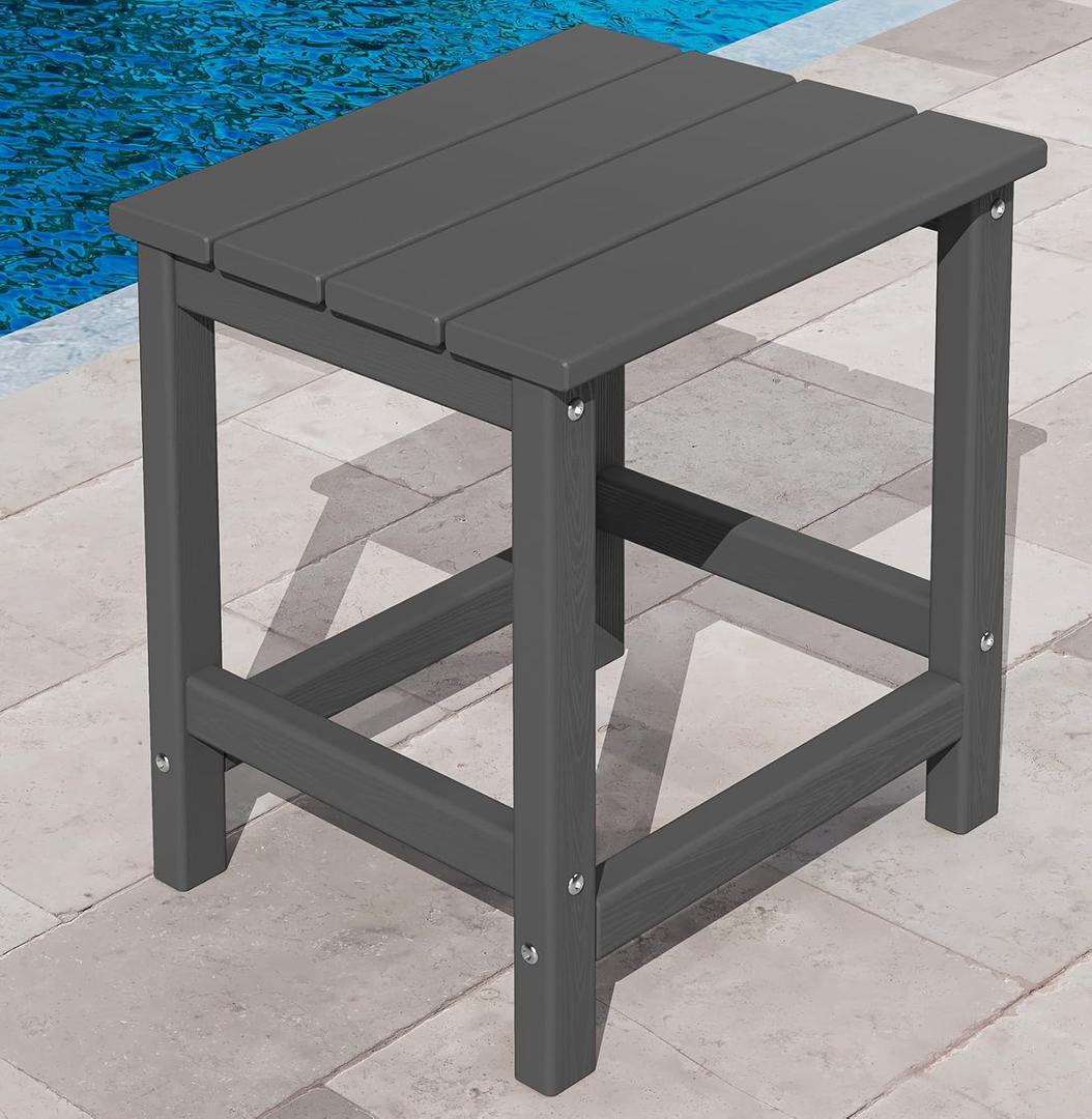 KINGYES Adirondack Outdoor Side Table, Gray (Grey)