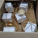 12 PCS Geometric Tealight Candle Holders, Golden Iron Frame Candle Stand with Glass, Wedding Dining Table Centerpiece Party Decor