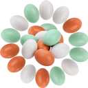 ZEAYEA 24 Pieces Wooden Fake Eggs, 3 Color Faux Eggs for DIY Easter Eggs, Crafts and Easter Decorations, Fake Eggs for Children Play