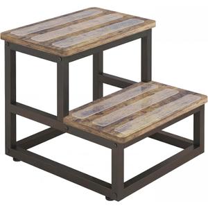 2 Tier Step Stools for Adults with Non-Slip Stickers, Heavy Duty Bed Steps for High Beds,Kitchen Step Stool,Wide Wooden Step Stools for Kids, Step Stool for RV